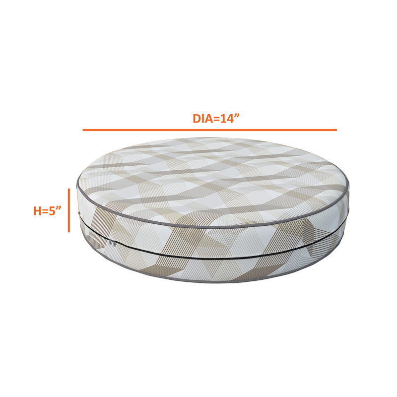 Decorative Indoor Outdoor Waterproof Round Cushion Cover, Patio Bar Stool UV Resistant Seat Cover, 5'' H x 14'' W