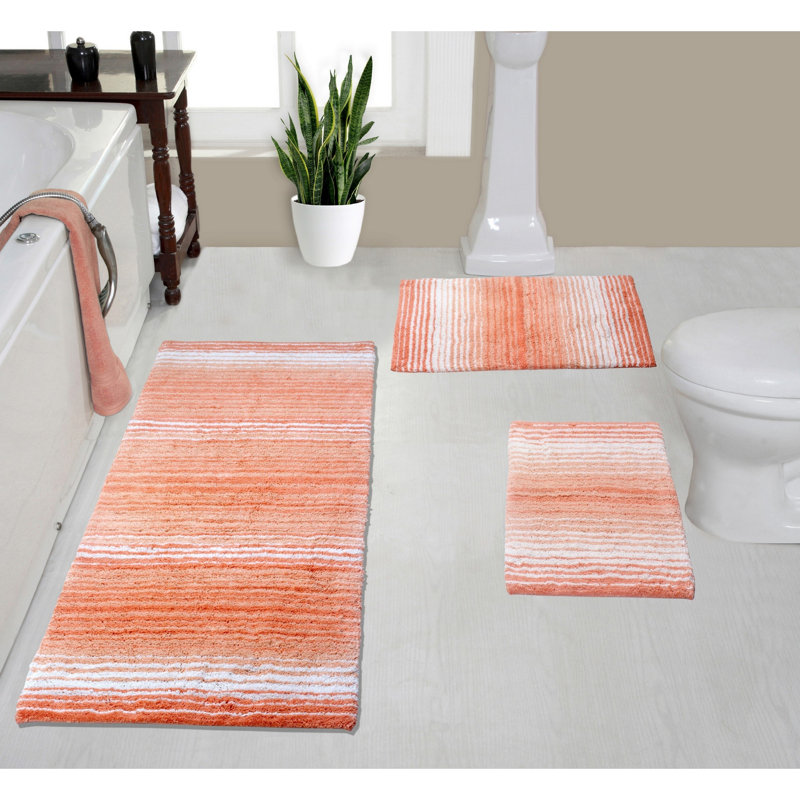 Alamanno 3 Piece Bath Rug Set, Coral