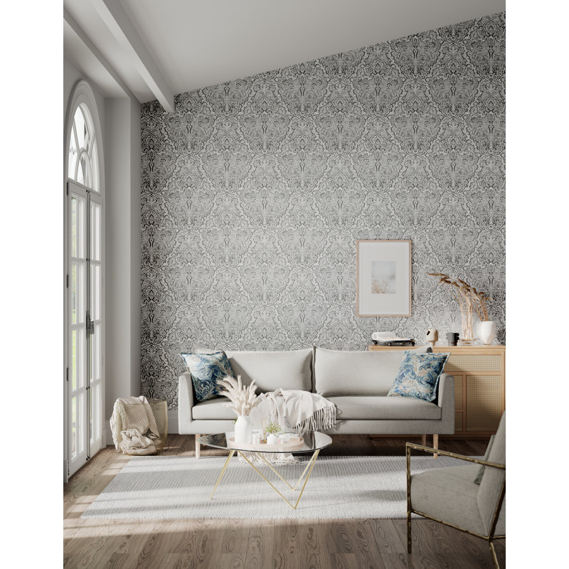 Aurelia Wallpaper, French Gray/Silver