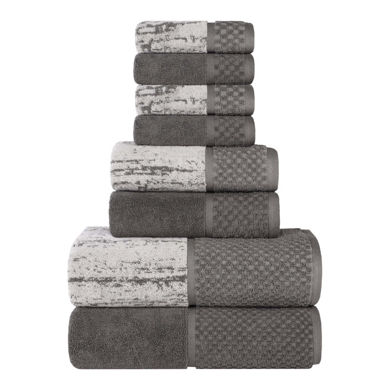 Ensemble de serviettes 8 pièces Lodie, Gris anthracite / argent