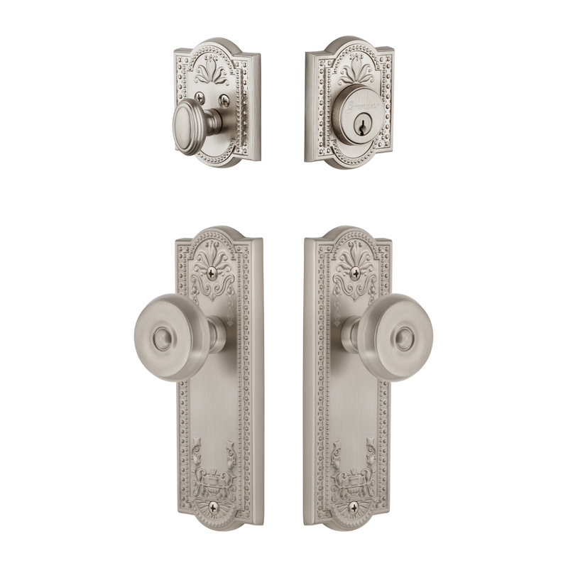 Ensemble de porte d'entrée complet Parthenon, 2-3/8 po, Nickel satiné