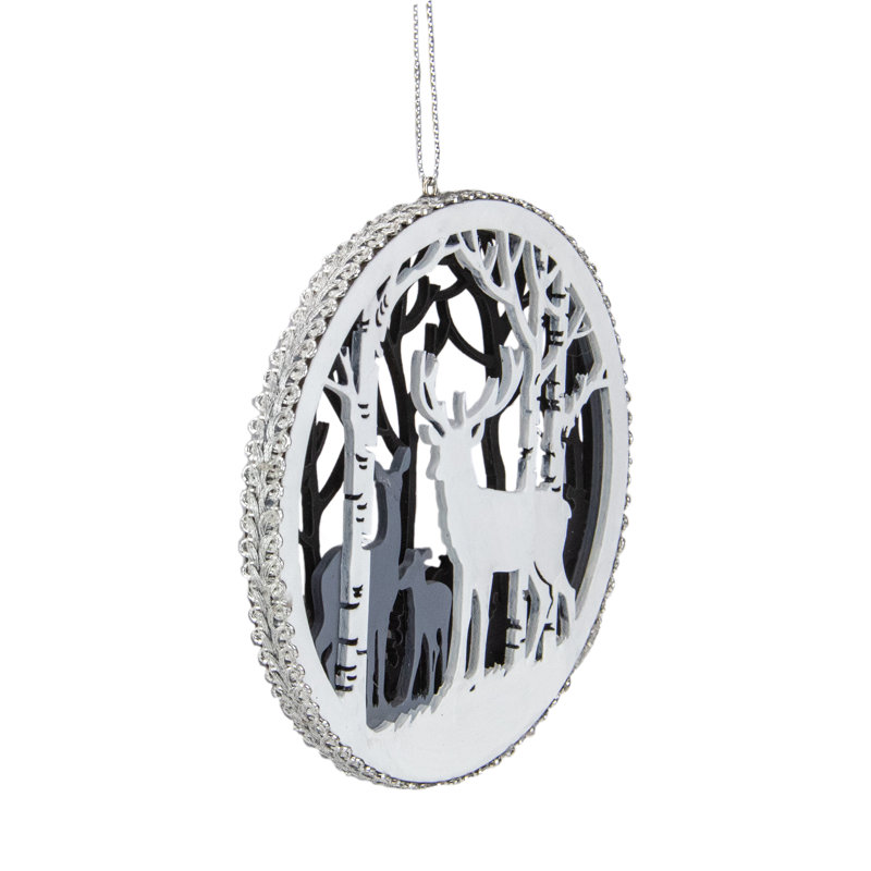Ornement en forme de renne blanc et gris 4,25 "
