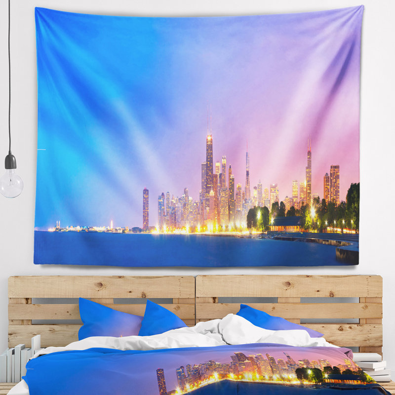 Photo ville de chicago skyline tapestry Cityscape, H 50 po x l 60 po
