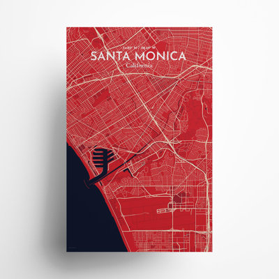 Santa Monica, carte de la ville, impression