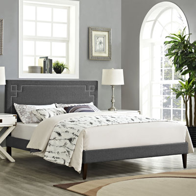 Josie Vinyl Platform Bed with Squared Tapered Legs