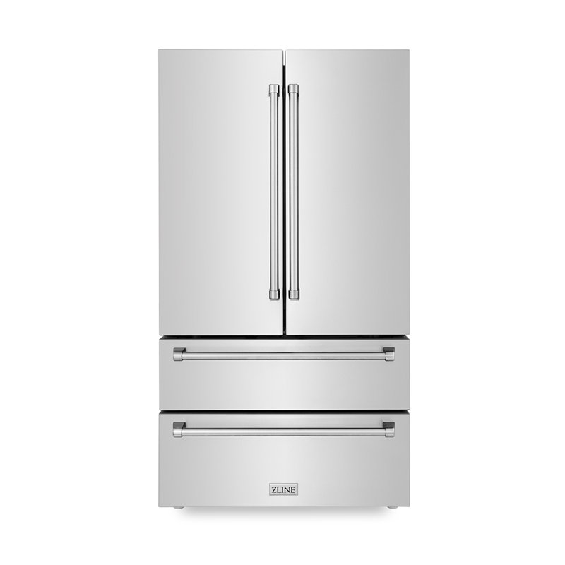 ZLINE 36" 22.5 cu. ft 4-Door French Door Refrigerator with Ice Maker, Stainless Steel