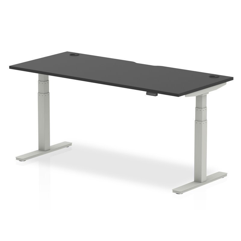 Adjustable Height Steel Standing Desk, 66cm H x 160cm W x 60cm D, Silver