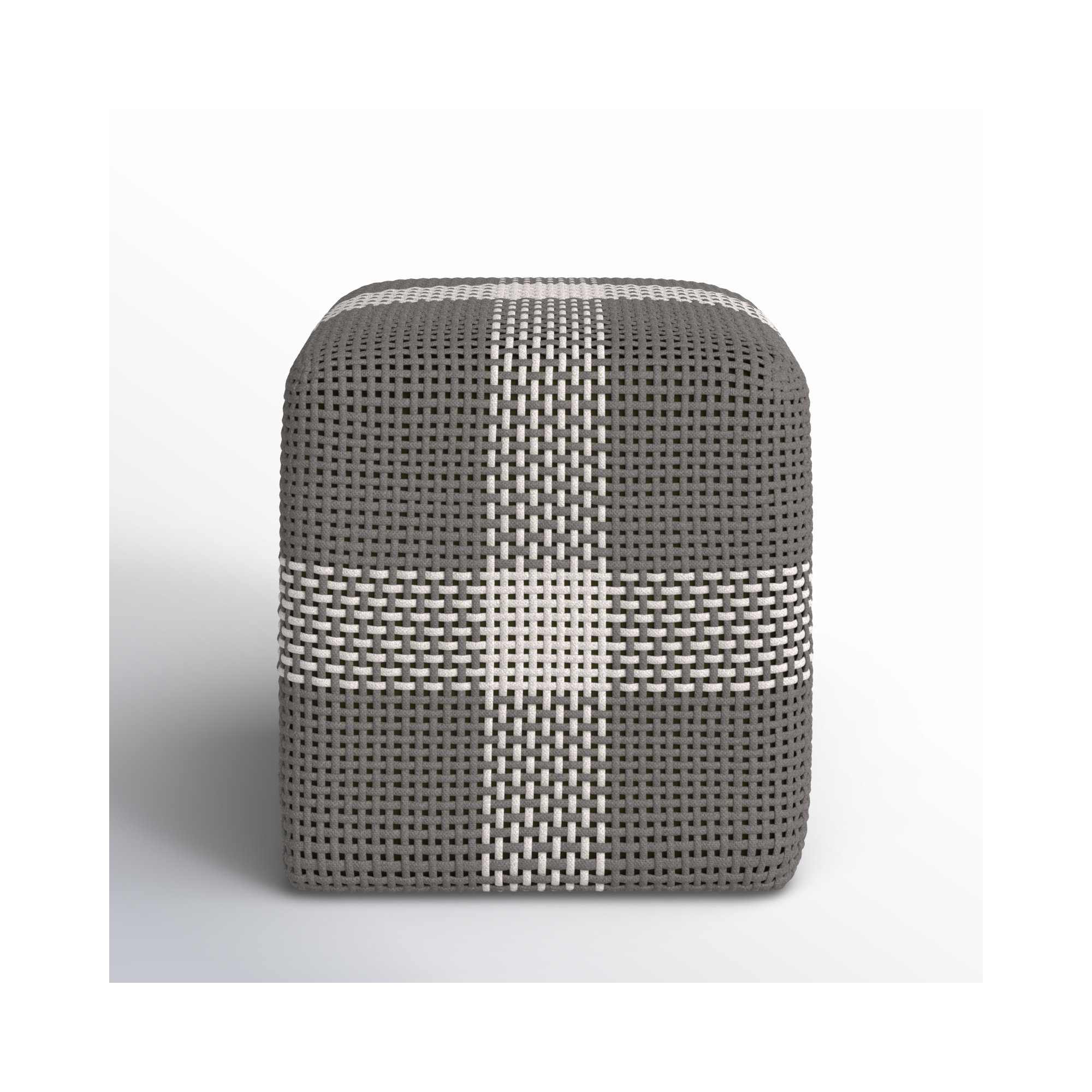Outdoor Ottoman, Gray/White