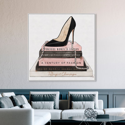 Fashion and Glam Classic Stiletto and High Fashion Books, Glam and Pastel Canvas Wall Art for Closet