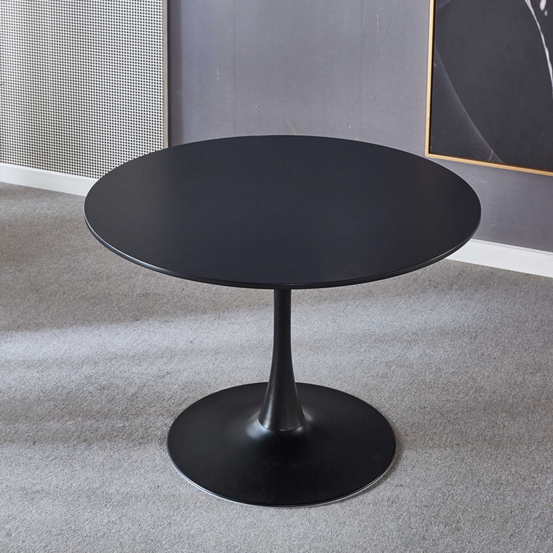 42.1" Black Color Top Tulip Table, Mid-Century Dining Table For 4-6 People - Round MDF Table Top, Pedestal Dining Table, End Table & Leisure Coffee Table
