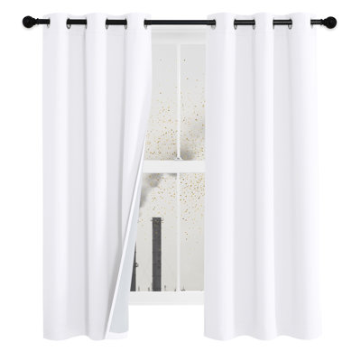 4-in-1 PM2.5 Particles Noise Blackout Thermal Insulation Curtains Heavy-Duty Full Light Shading Drapes with Detachable Liner for Villa/Hall/Dorm