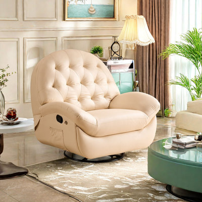 Seun Faux Leather Swivel Recliner -  Red Barrel Studio®, EDB134691CC148E78F03DE4B0D2850EC