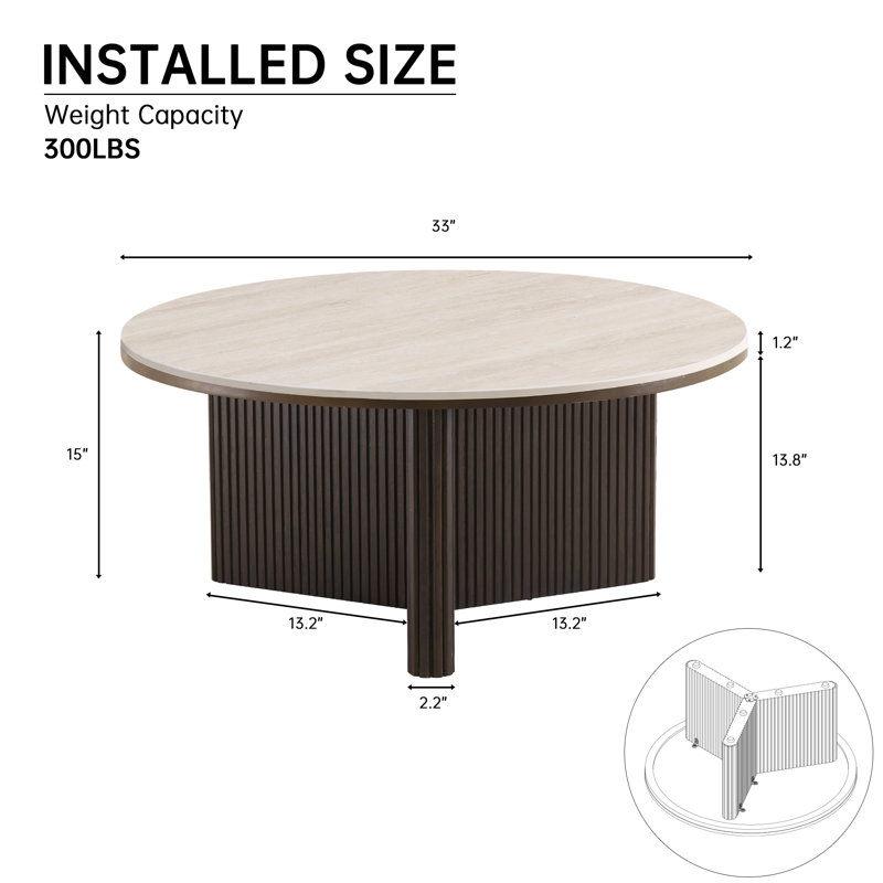 Table basse 33 po Modern, Beige