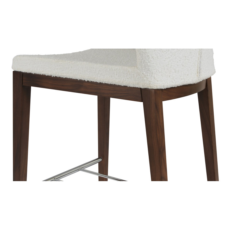 Tabouret de bar et de comptoir à dossier haut Capri, Tabouret de bar (siège d'une hauteur de 29 po), Noyer noir, Blanc cassé