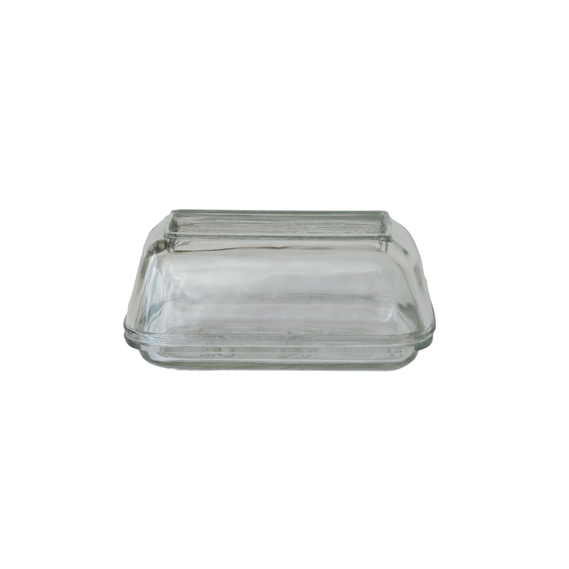 Vintage Embossed Glass Butter Dish