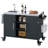 55.5" Outdoor Kitchen Island With 304 Stainless Steel Sink, Metal BBQ Cart With Storage & Lockable Wheels