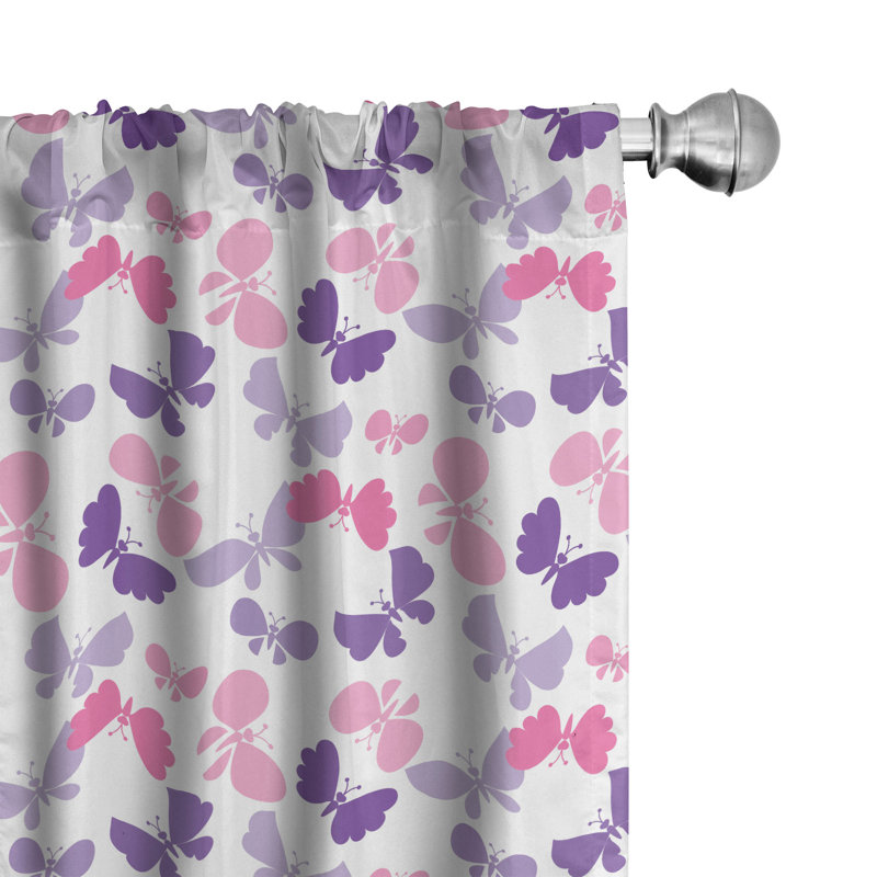 Butterfly Semi-Sheer Rod Pocket Curtain Panels, 28" x 95"