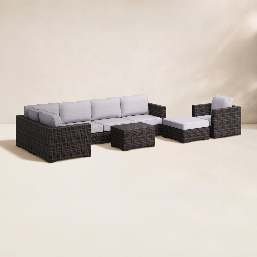 Caron Wicker Fully Assembled 6 - Person Seating Group with Cushions Birch Lane™ Frame 