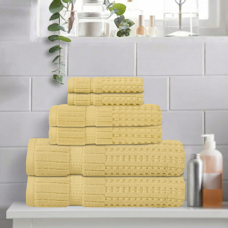 Ensemble de serviettes 6 pièces Willow - 100% coton peigné, qualité supérieure 630 g / m², jaune, ultra doux et très absorbant