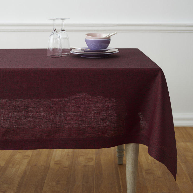 100% Pure Linen Tablecloth - Athena, Red Garnet, 132" x 60"