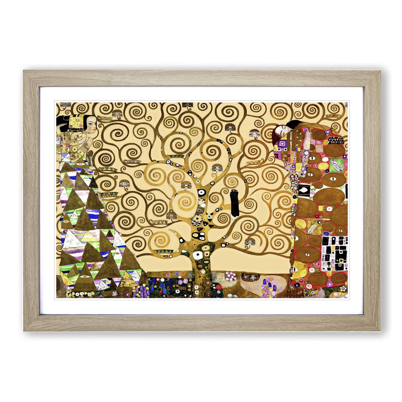 The Tree of Life by Gustav Klimt - Picture Frame Painting on MDF, Oak Framed, 36cm H x 48cm W x 2cm D