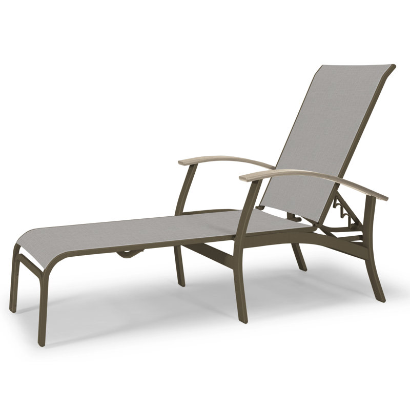 Askar Outdoor Rust-Resistant Metal Chaise Lounge, Textured Beachwood, Harper Taupe Sunbrella®, Desert P60