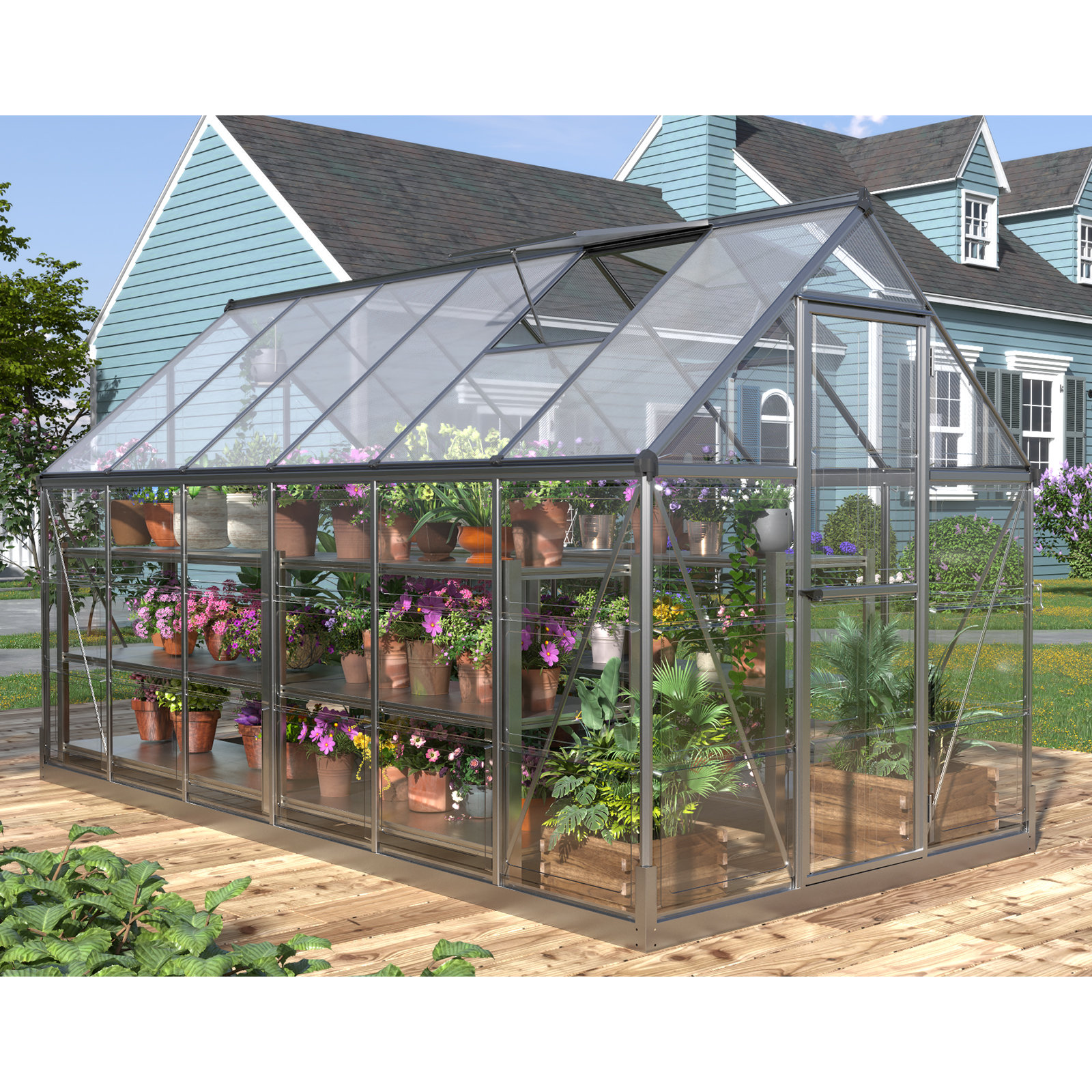 AMERLIFE Hybrid Polycarbonate Greenhouse with Vent Window Lockable