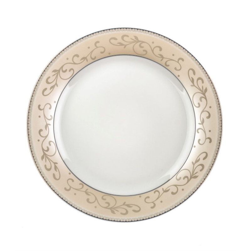Service de vaisselle Artika, porcelaine ronde 4 pièces de qualité supérieure, déco en or 10,5 pouces
