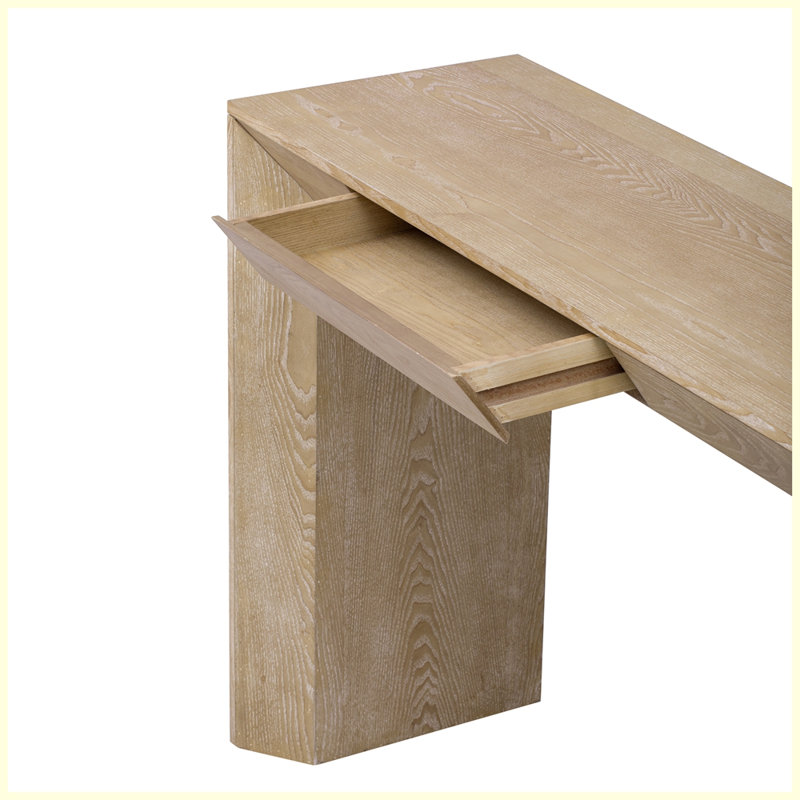 Modern Farmhouse Console Table with 2 Concealed Drawers for Living Room, Natural