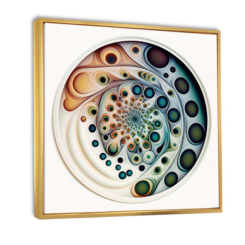 «Soft Coloured Cymatics Mandala I» sur toile, Cadre flottant doré, H 16 po x l 16 po x P 1 po