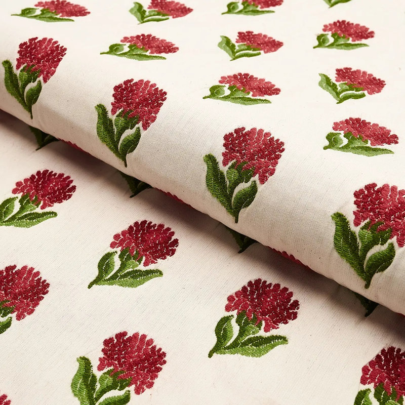 Tissu floral Rosina, Grenat
