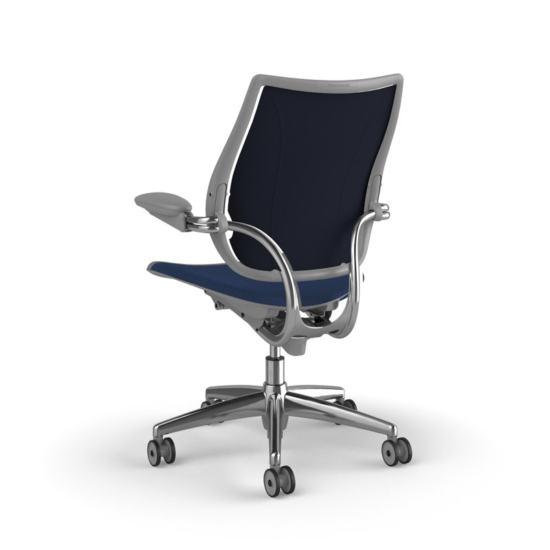 Chaise de travail ergonomique avec dossier rembourré Liberty, Bras réglables en duron, Bleu - 0771