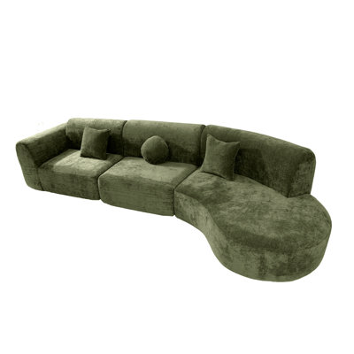 140" Modern Curved Sectional Sofa with High-Density Fully Compressed Sponge and Chaise Lounge, 3-Piece Set, Fully Assembled Right Hand Facing, Perfect for Living Room, Lounge