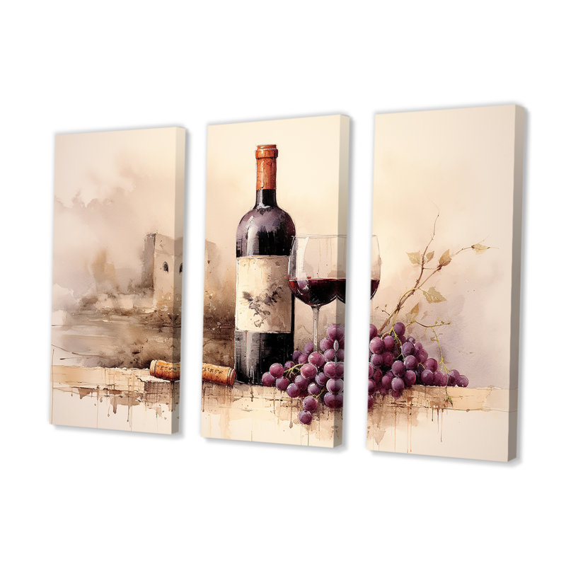 Cabernet Curve - ensemble d'art mural vin, H 28 po x l 36 po x P 1 po