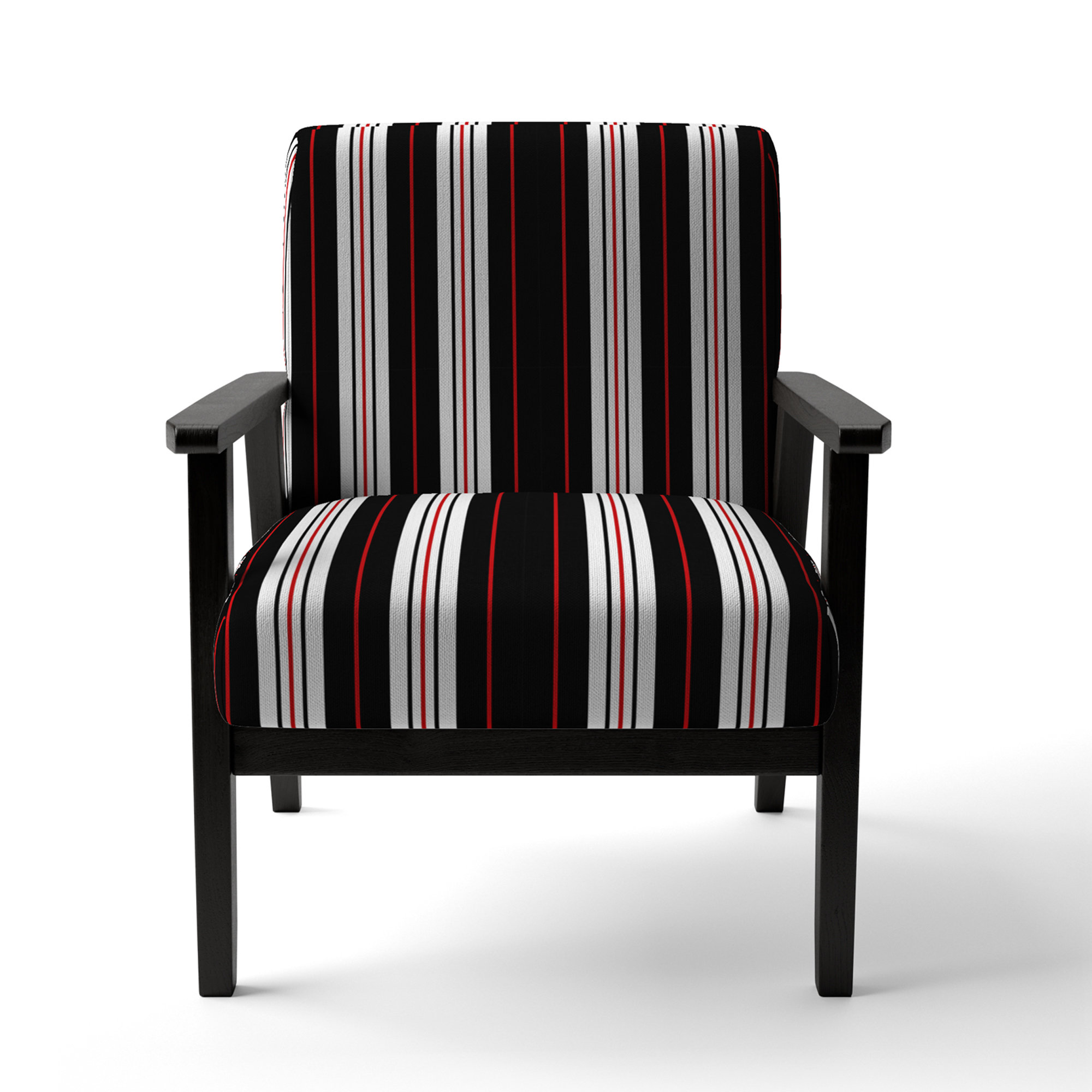Orren Ellis Black And White Striped Pattern Upholstered