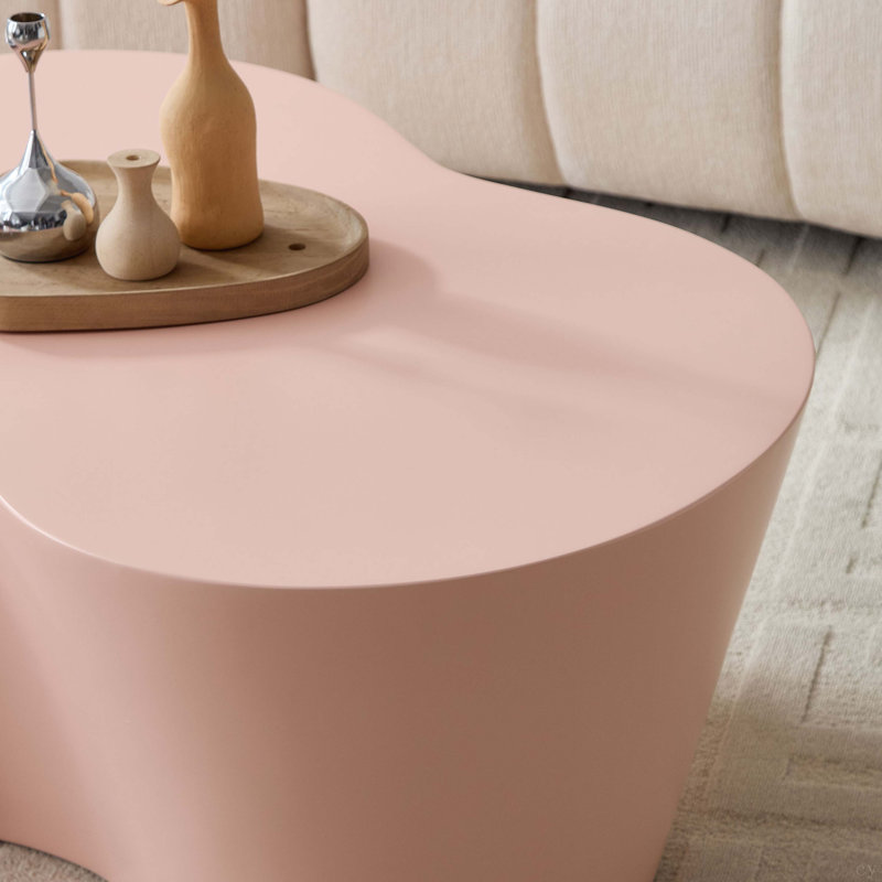 Table basse de 50 pouces de forme unique en fibre de verre robuste pour le salon, Rose