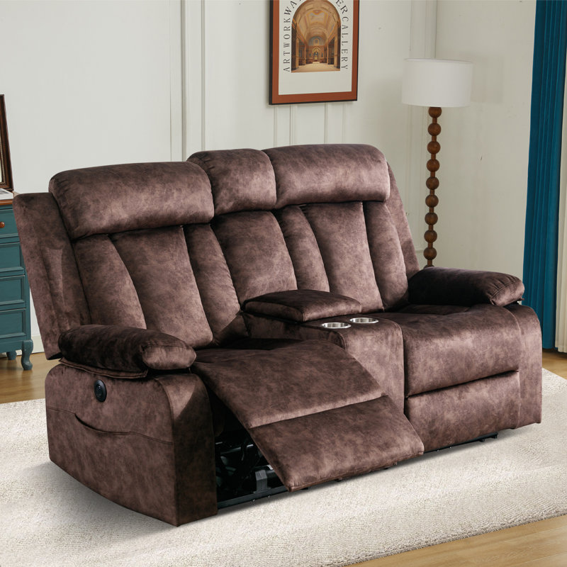 70.9'' Velvet Pillow Top Arm Reclining Loveseat, Brown Velvet