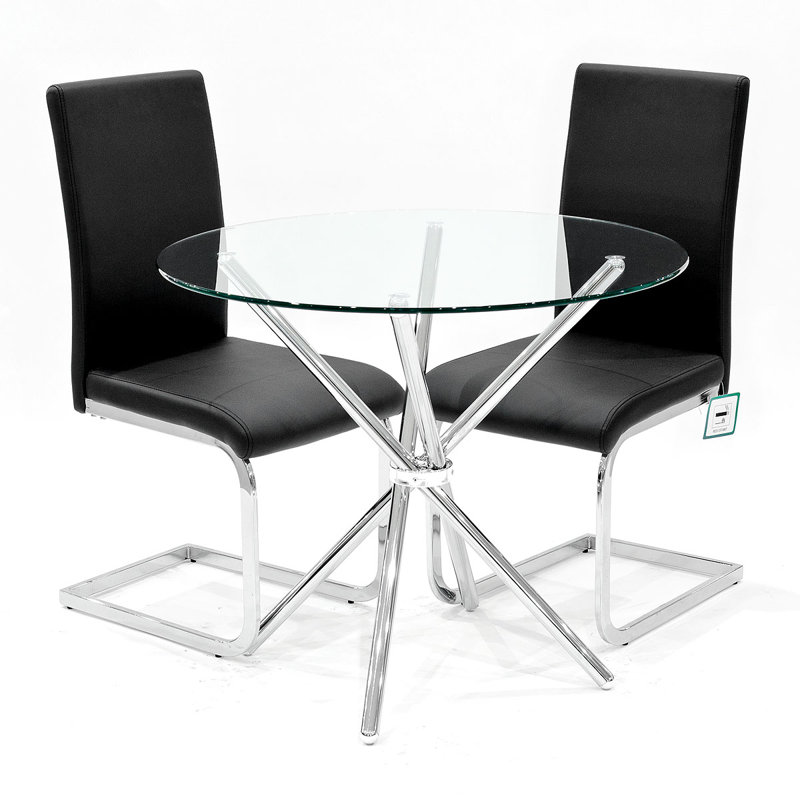 Bilston Dining Set, Chrome, Black