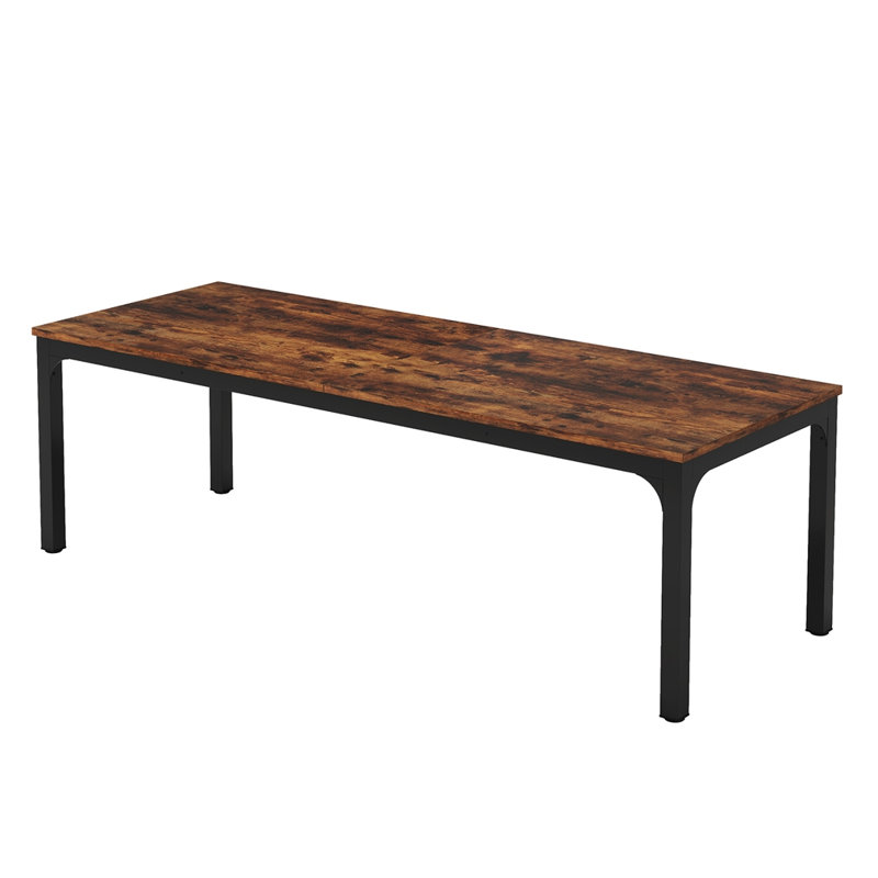 78" Rustic Brown Rectangle Dining Table Large  For 6-8 People-Table Only, Brown/Black