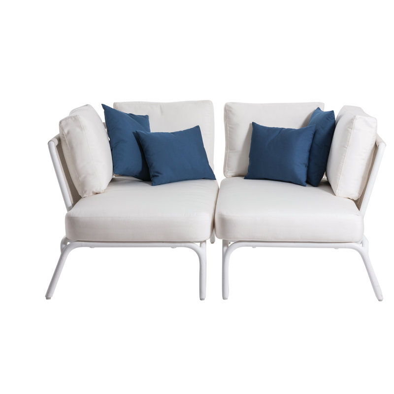 Yland Outdoor 6 - Seat Patio Sectional, Lanten Slate, White