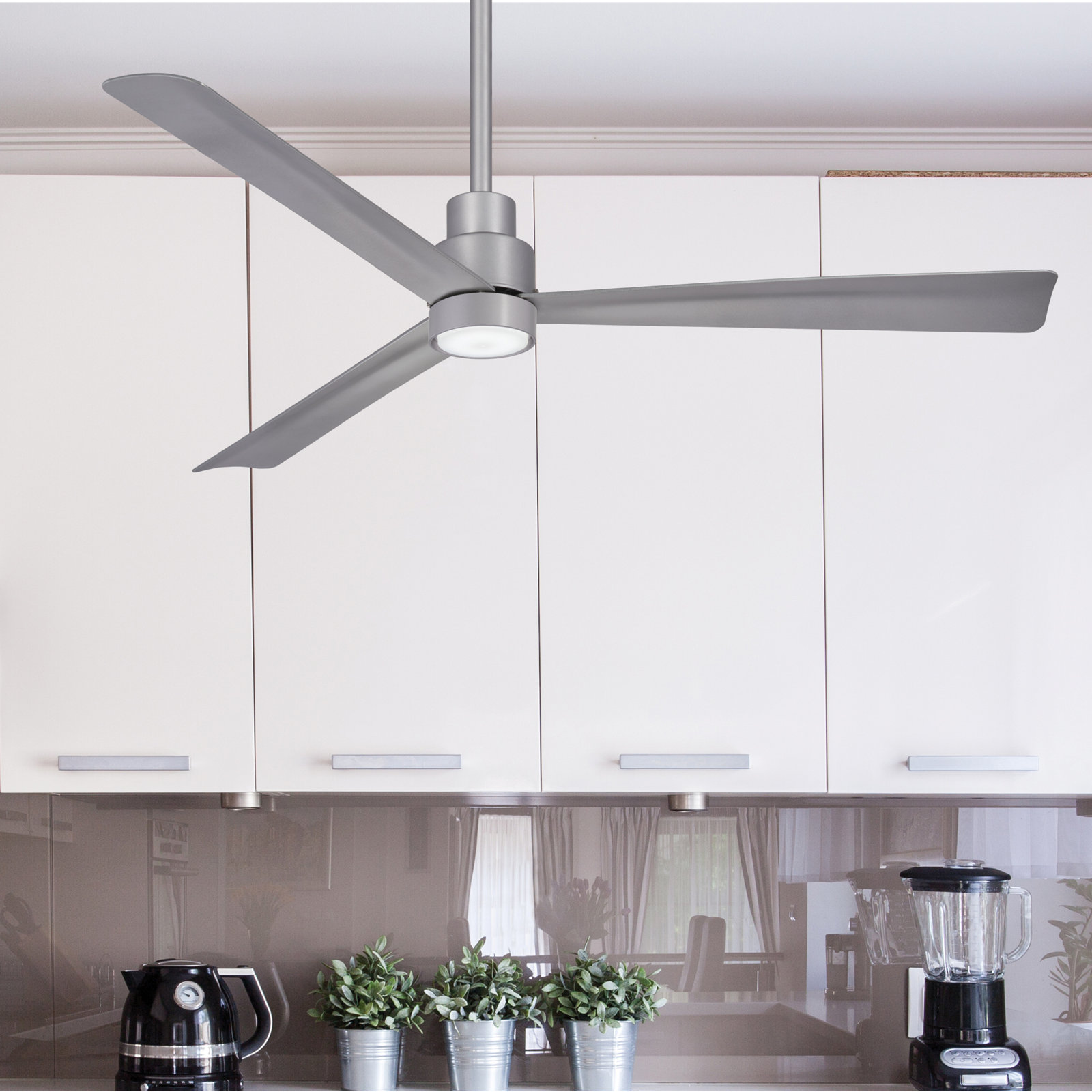 Simple 52" Outdoor Ceiling Fan, Silver