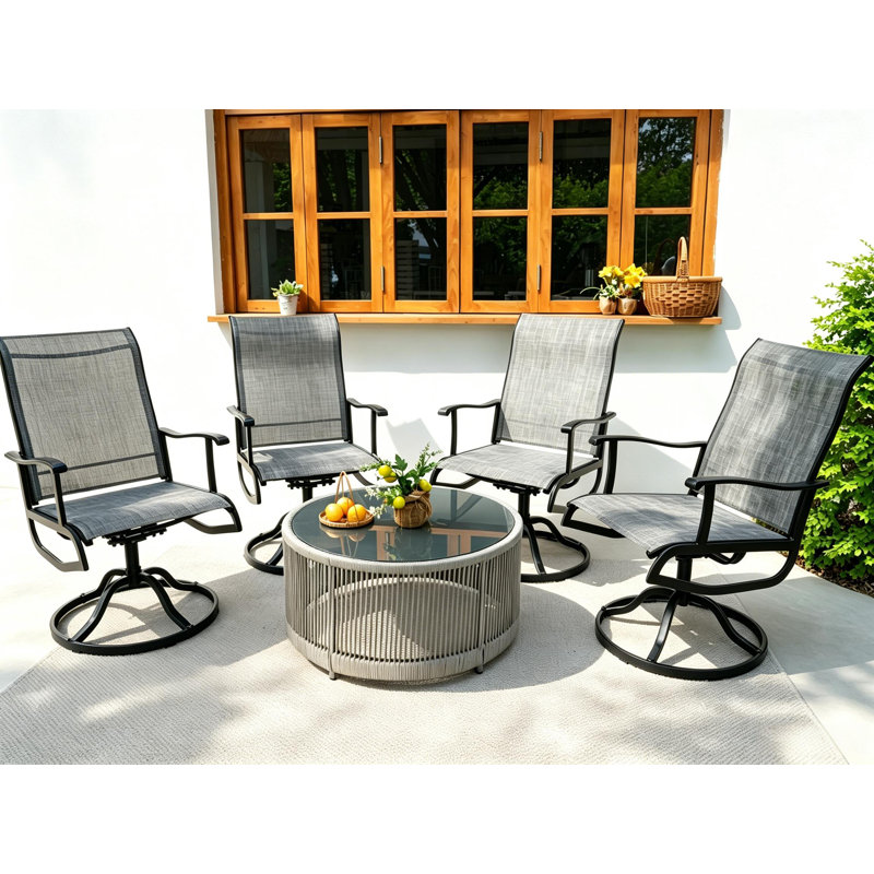 Ensemble de chaises berçantes pivotantes 360 ° , 4