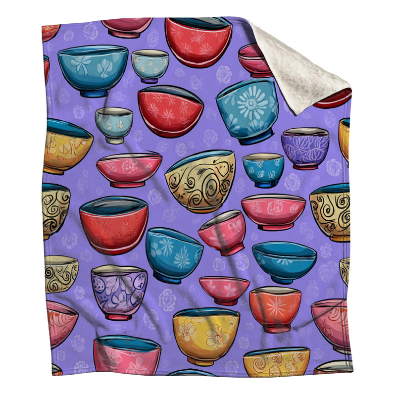 Jeté en laine Bowls, 50in W x 60in H