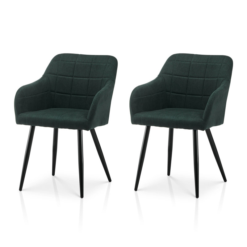 Priscilla 50cm H Linen Upholstered Metal Armchair, Green