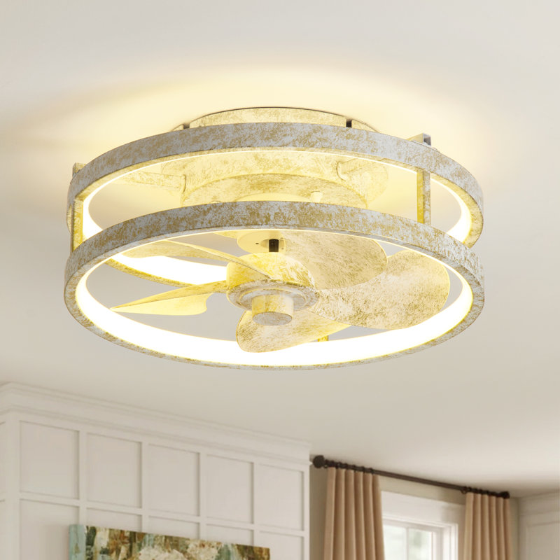 Ventilateur de plafond encastré à DEL de 13 po avec ensemble d'éclairage et télécommande Gurley