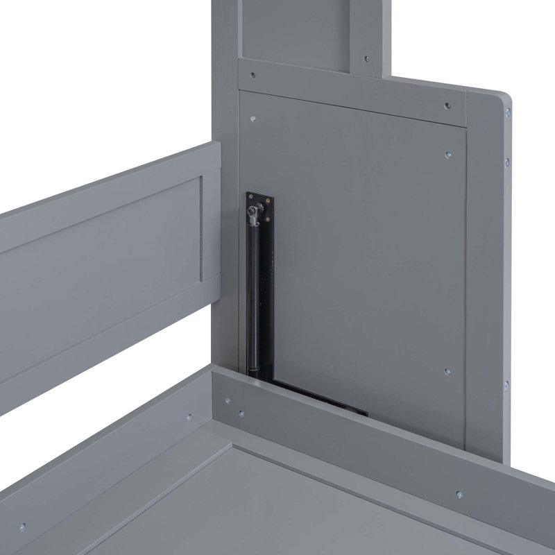 Queen Size Murphy Bed With A Shelf, Gray