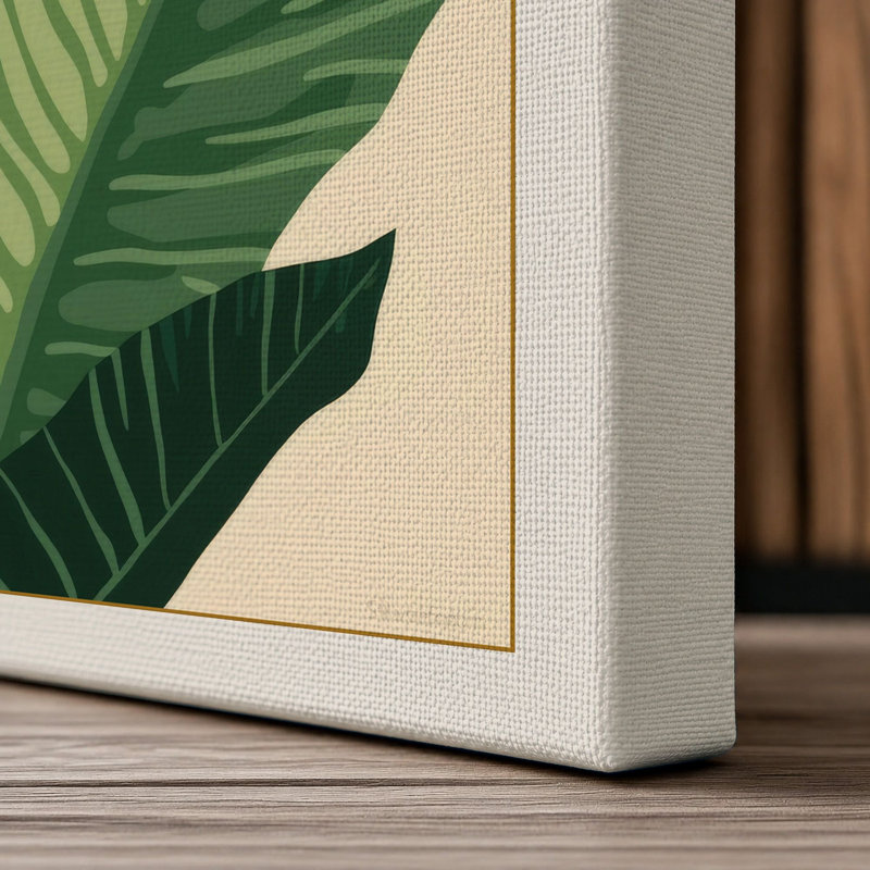Tropical Leaf Study Botanical - Wrapped Canvas, Cream Border, 24x16 - 61.0 x 40.6 cm