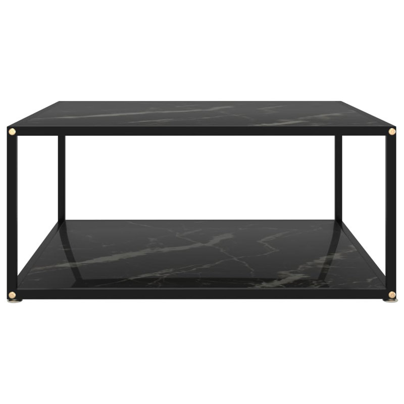 Table basse à cadre simple avec rangement, H 13,8 po x L 31,5 po x l 31,5 po, Noir / gris