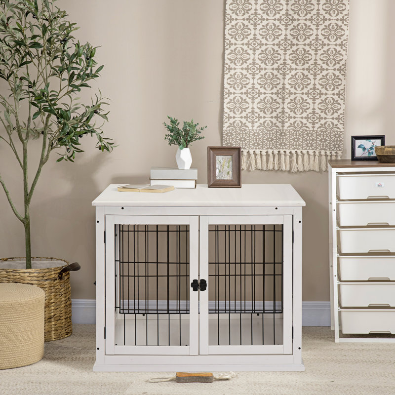 Versatile Dog Crate End Table with Stylish Design for Pet Comfort, White