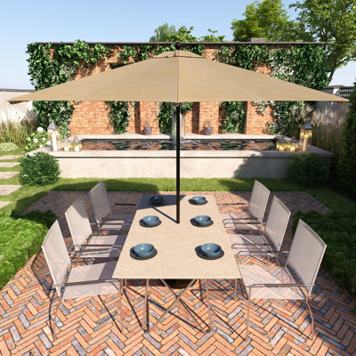 Parasol de patio commercial en bronze 11 pi avec olives en champagne